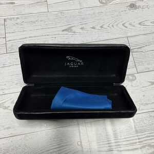 Jaguar Eyewear Black Hard Clamshell Glasses Case with Cleaning Cloth Logo Mens